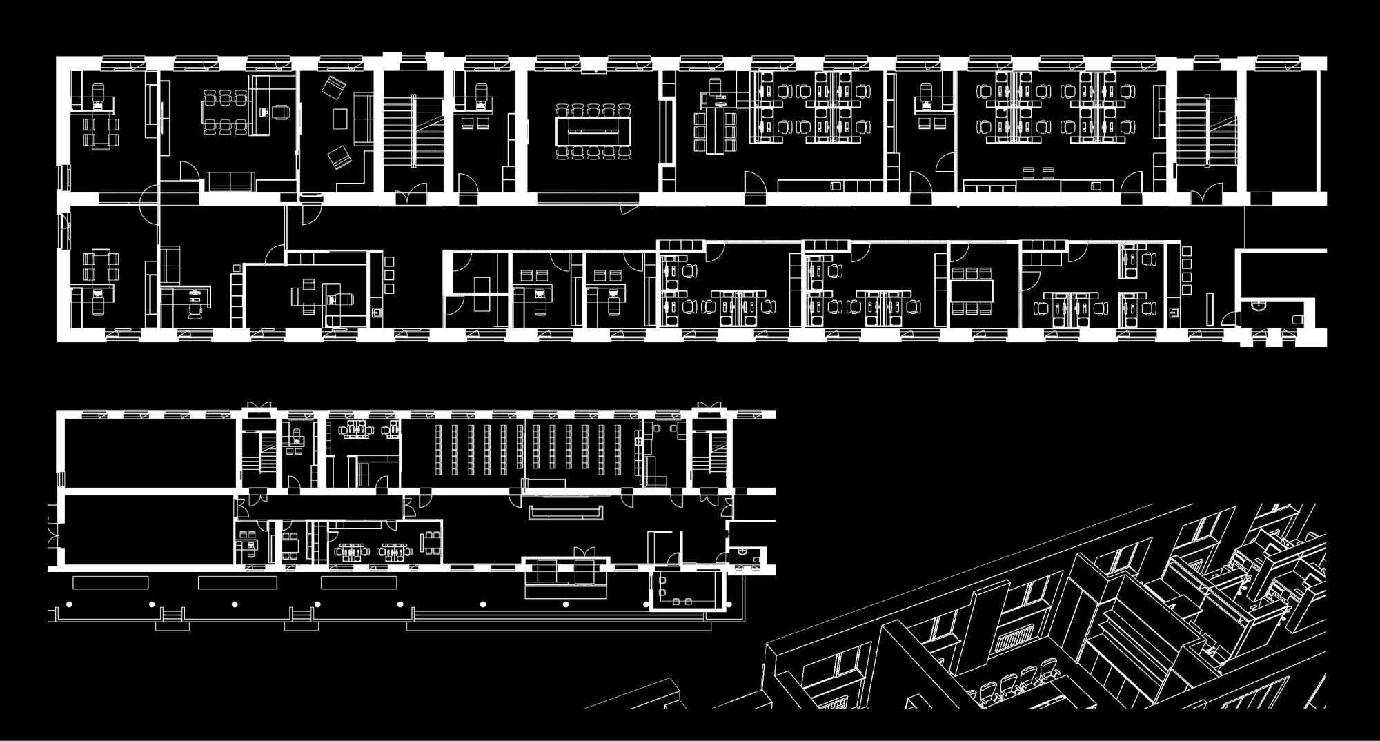 Office corridor and workspace