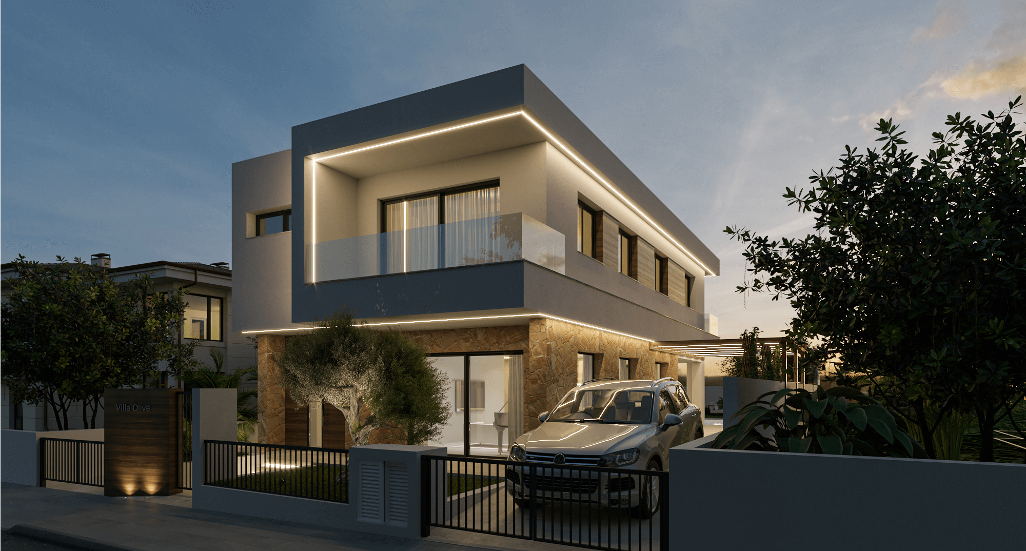 Вилла Olive — фасад виллы в Лимассоле